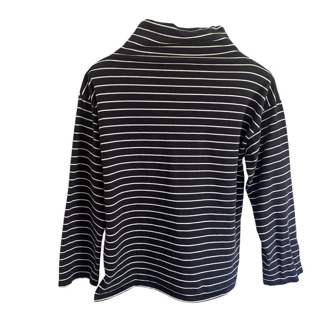Garnet Hill Organic Cotton Striped Mock Turtleneck Shirt | Women’s XS